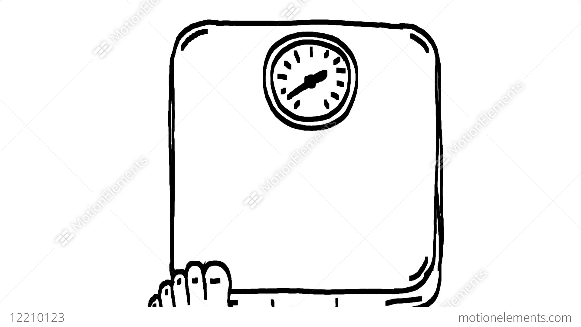 1920x1080 Fat Feet Stepping Weighing Scale Drawing Animation Stock - Cartoon Scale Drawing