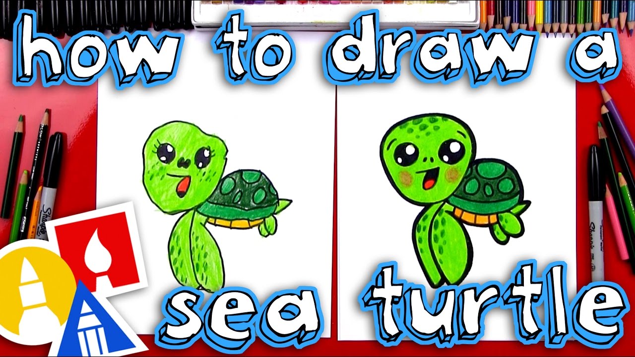 1280x720 How To Draw A Cartoon Sea Turtle - Cartoon Sea Turtle Drawing
