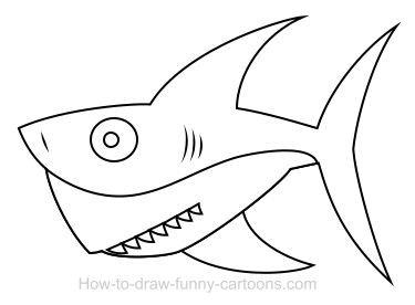 375x276 Drawing A Shark Cartoon - Cartoon Shark Drawing