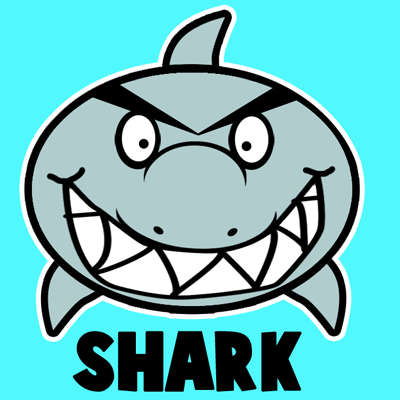 400x400 How To Draw A Cartoon Shark With Easy Step - Cartoon Shark Drawing
