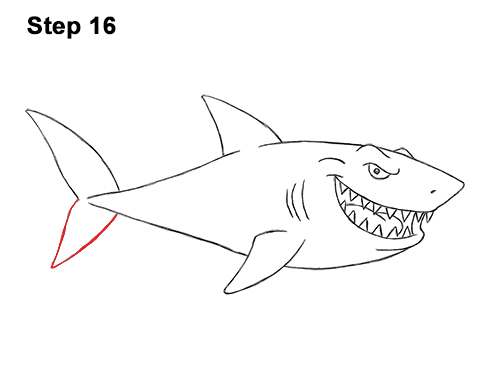 500x386 How To Draw A Shark - Cartoon Shark Drawing