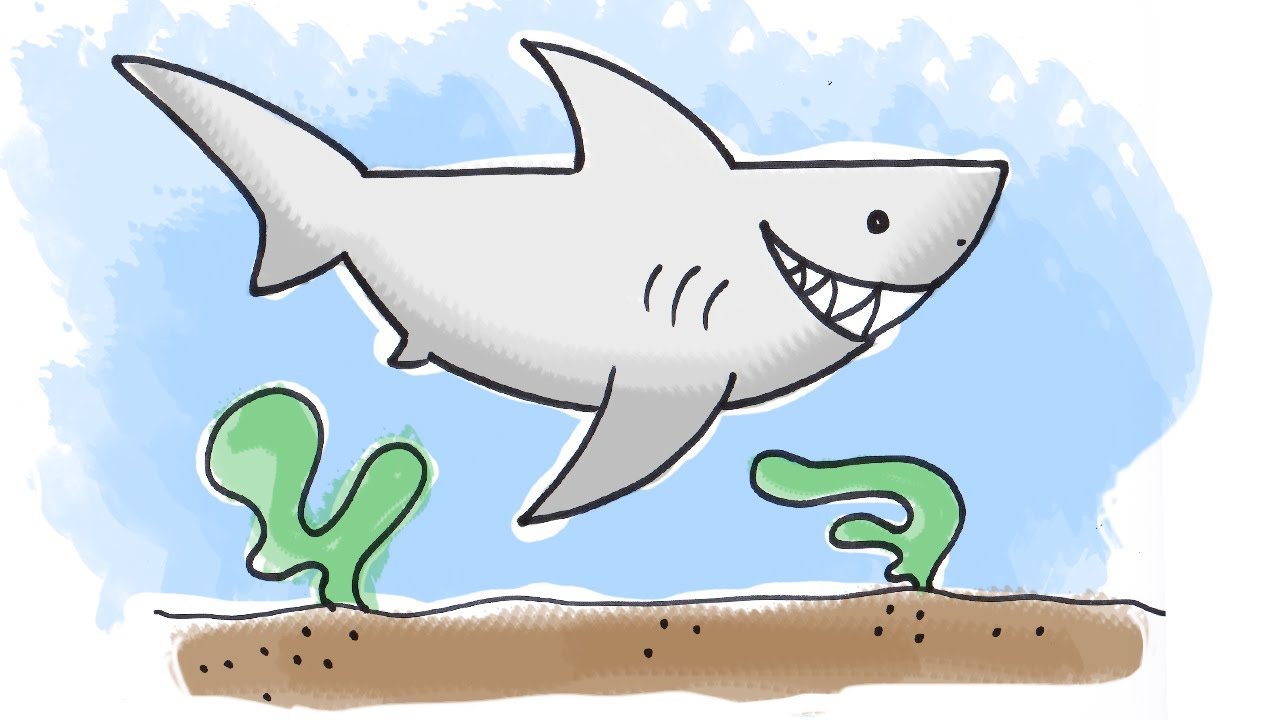 1280x720 How To Draw A Cartoon Shark - Cartoon Shark Drawing