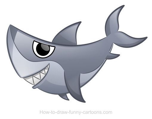 510x400 Shark Drawing - Cartoon Shark Drawing