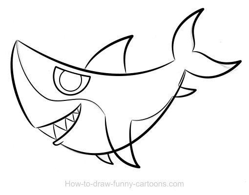 510x400 Shark Drawing - Cartoon Shark Drawing