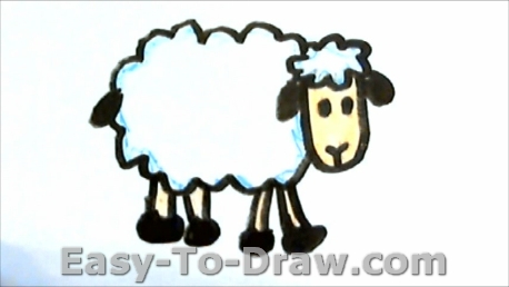 458x258 How To Draw A Cartoon Sheep For Kids Easy - Cartoon Sheep Drawing