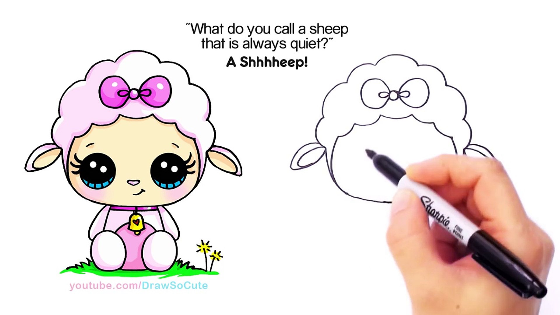1920x1080 How To Draw A Cute Lamb Step - Cartoon Sheep Drawing