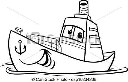 450x290 container ship cartoon coloring page black and white cartoon - Cartoon Ship Drawing