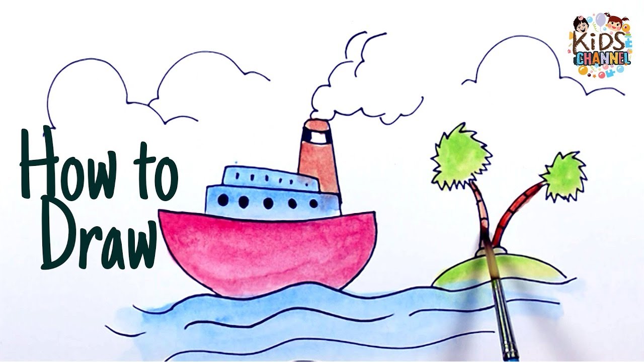 1280x720 cruise ship drawing easy cruise ship drawing for kids step - Cartoon Ship Drawing