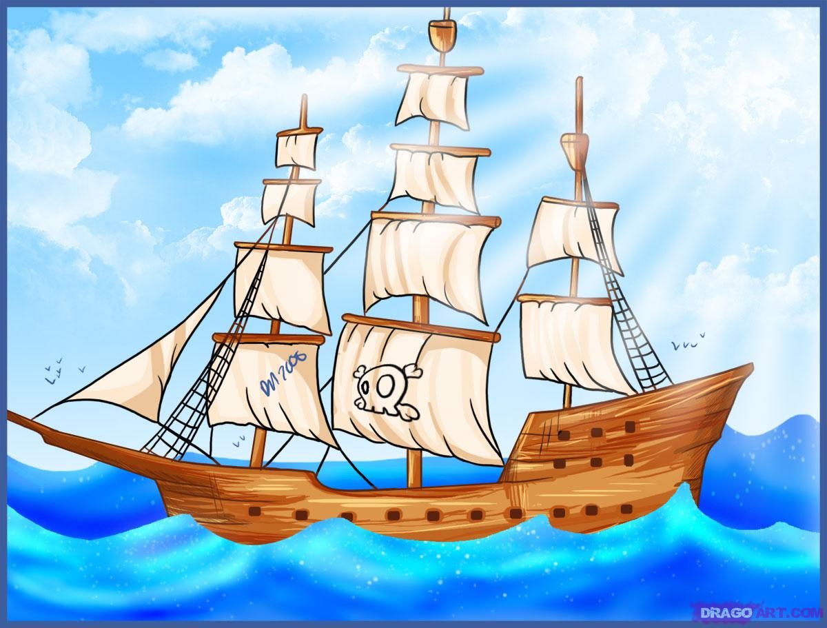 1200x911 how to draw a pirate ship drawing in pirate ship drawing - Cartoon Ship Drawing