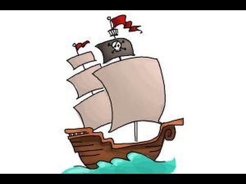 480x360 How To Draw A Pirate Ship For Kids - Cartoon Ship Drawing