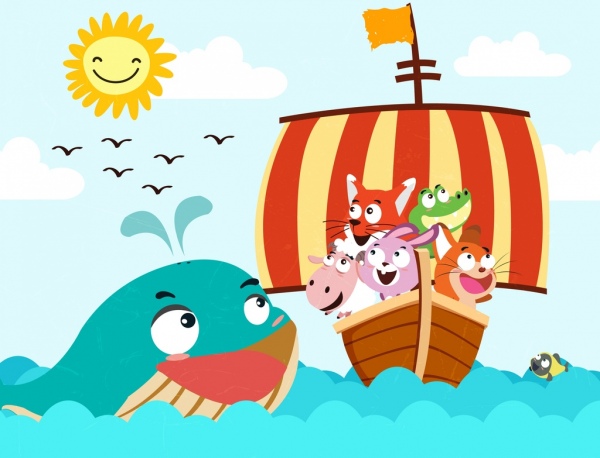 600x458 voyage drawing animals ships sea icons cute cartoon free vector - Cartoon Ship Drawing