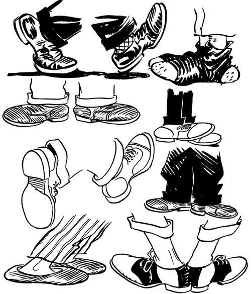 500x585 how to draw cartoon feet shoes when drawing comics cartooning - Cartoon Shoes Drawing