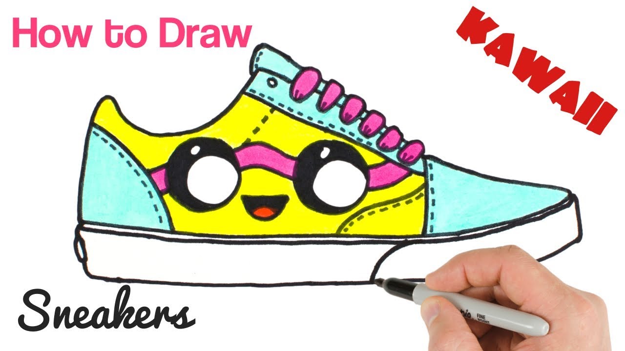 1280x720 How To Draw Vans Sneakers Shoes Art Tutorial Step - Cartoon Shoes Drawing