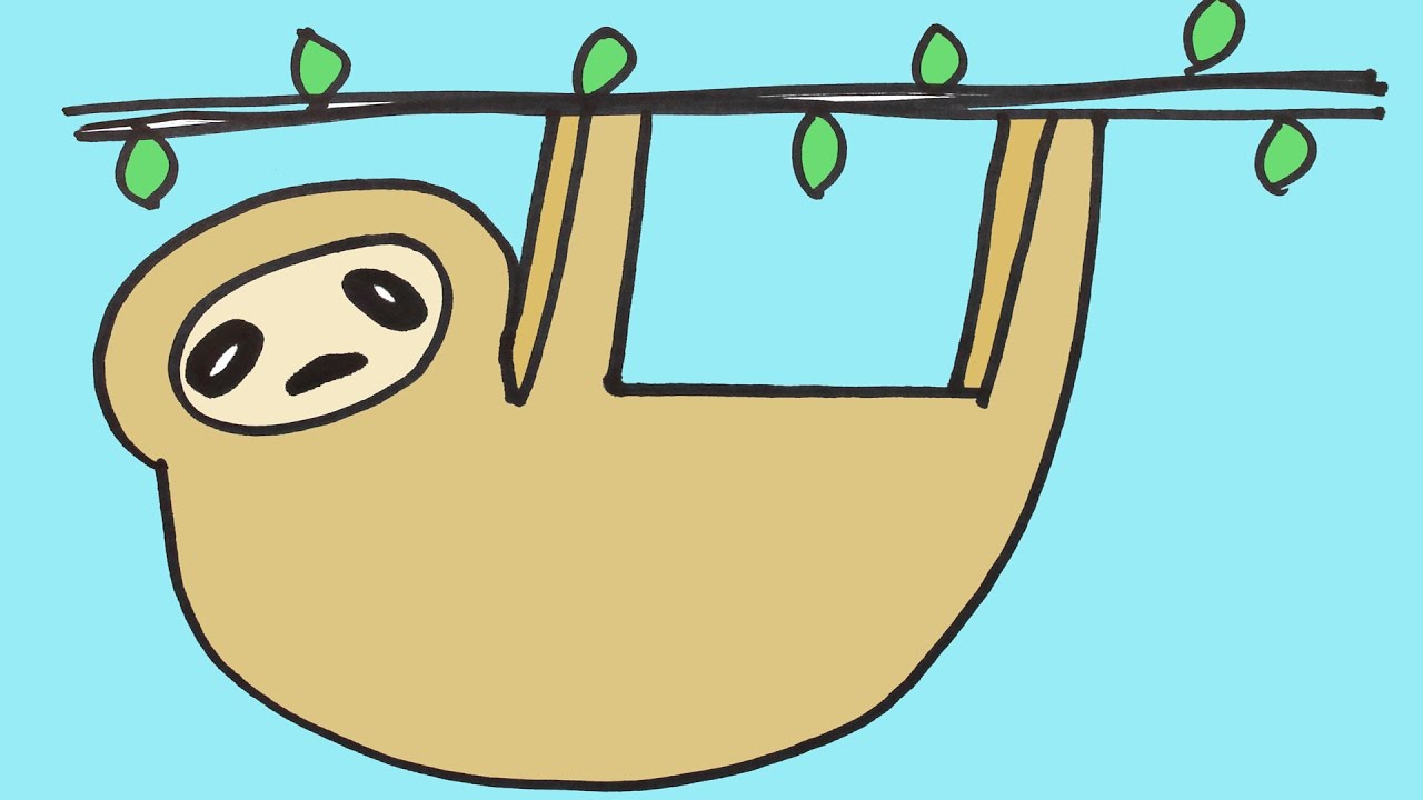 1280x720 Drawing A Sloth Step - Cartoon Sloth Drawing