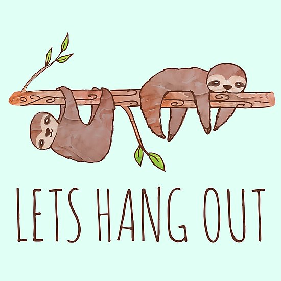 550x550 lets hang out sleepy sloths drawing photographic print - Cartoon Sloth Drawing