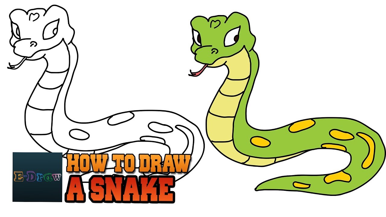 1280x720 How To Draw A Snake Cartoon Rattlesnake Easy Step - Cartoon Snake Drawing