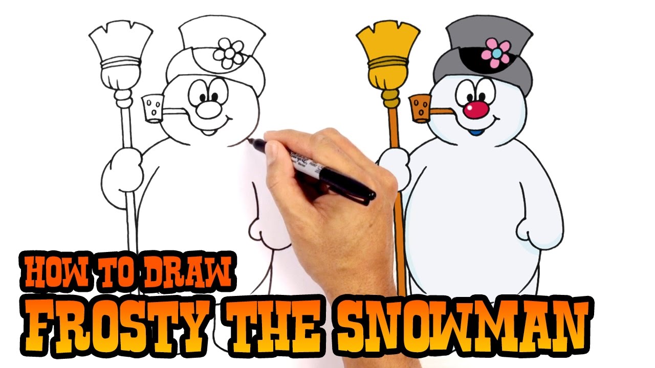 1280x720 how to draw frosty the snowman christmas drawing lesson - Cartoon Snowman Drawing