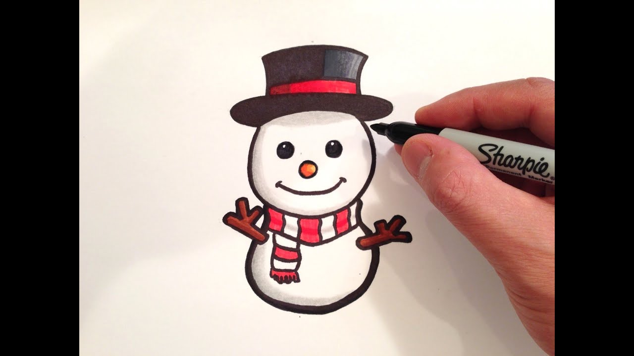 1280x720 How To Draw A Cute Snowman - Cartoon Snowman Drawing