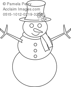 248x300 Clip Art Image Of A Snowman Coloring Page - Cartoon Snowman Drawing