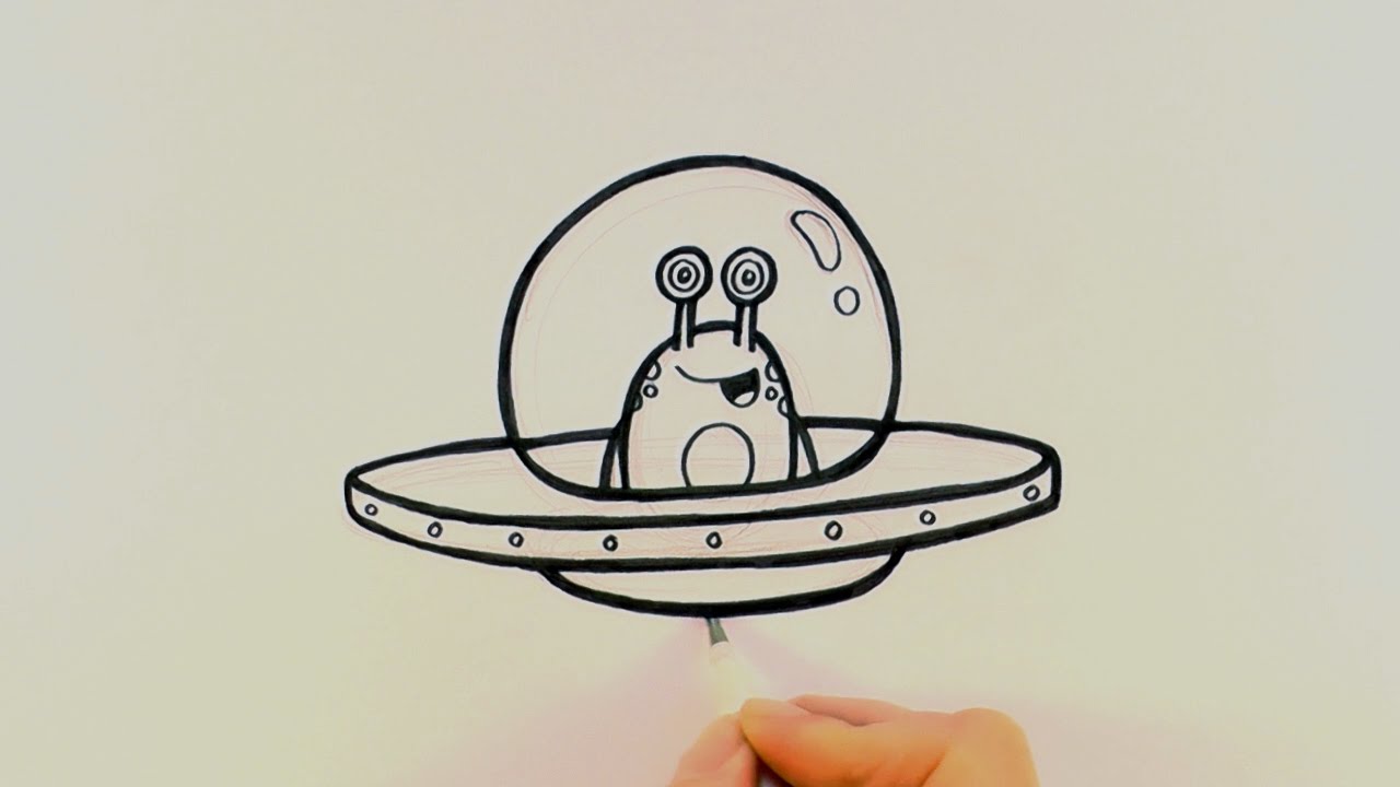 1280x720 How To Draw A Cartoon Alien In A Spaceship - Cartoon Spaceship Drawing