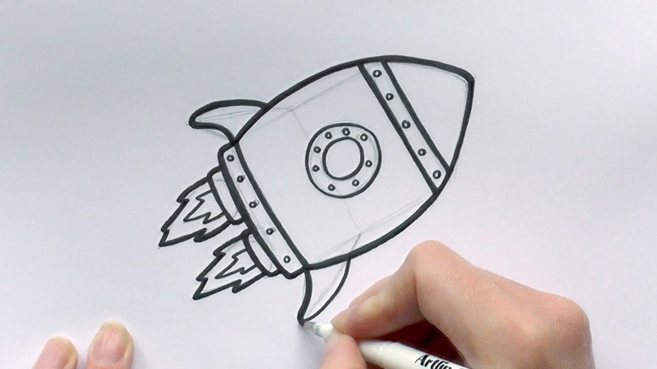 1280x720 how to draw a cartoon rocketship - Cartoon Spaceship Drawing