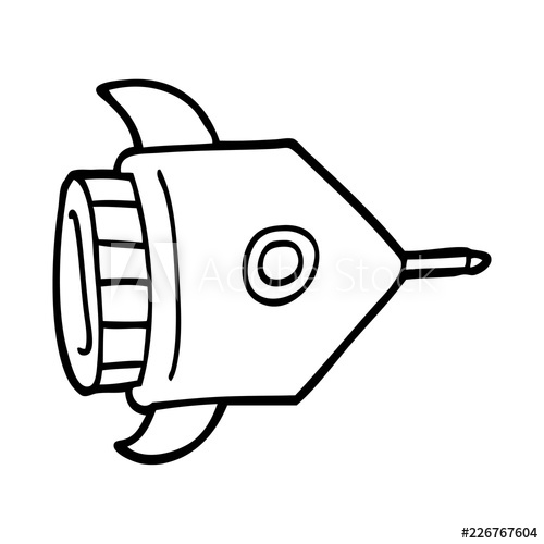 500x500 Line Drawing Cartoon Spaceship - Cartoon Spaceship Drawing