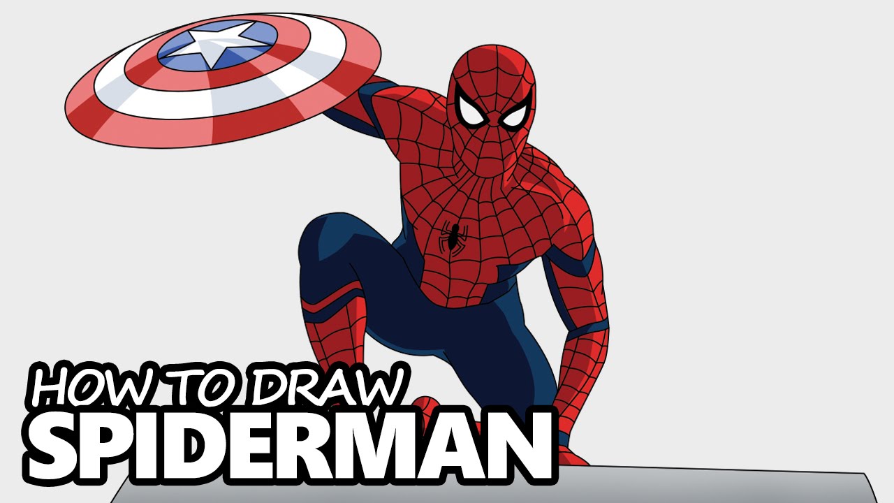 1280x720 How To Draw Spiderman From Captain America Civil War - Cartoon Spiderman Drawing