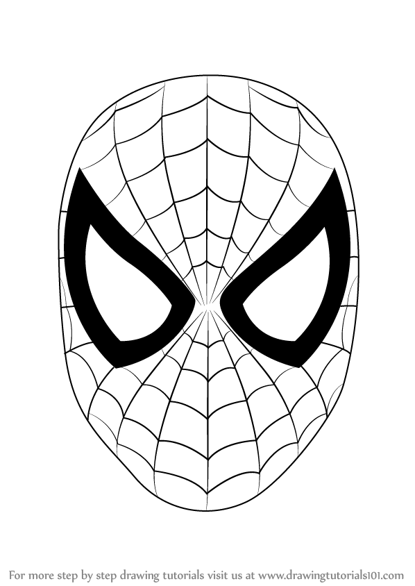 598x844 Learn How To Draw Spiderman Face - Cartoon Spiderman Drawing