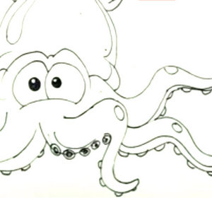 300x280 How To Draw A Squid Easy Step - Cartoon Squid Drawing