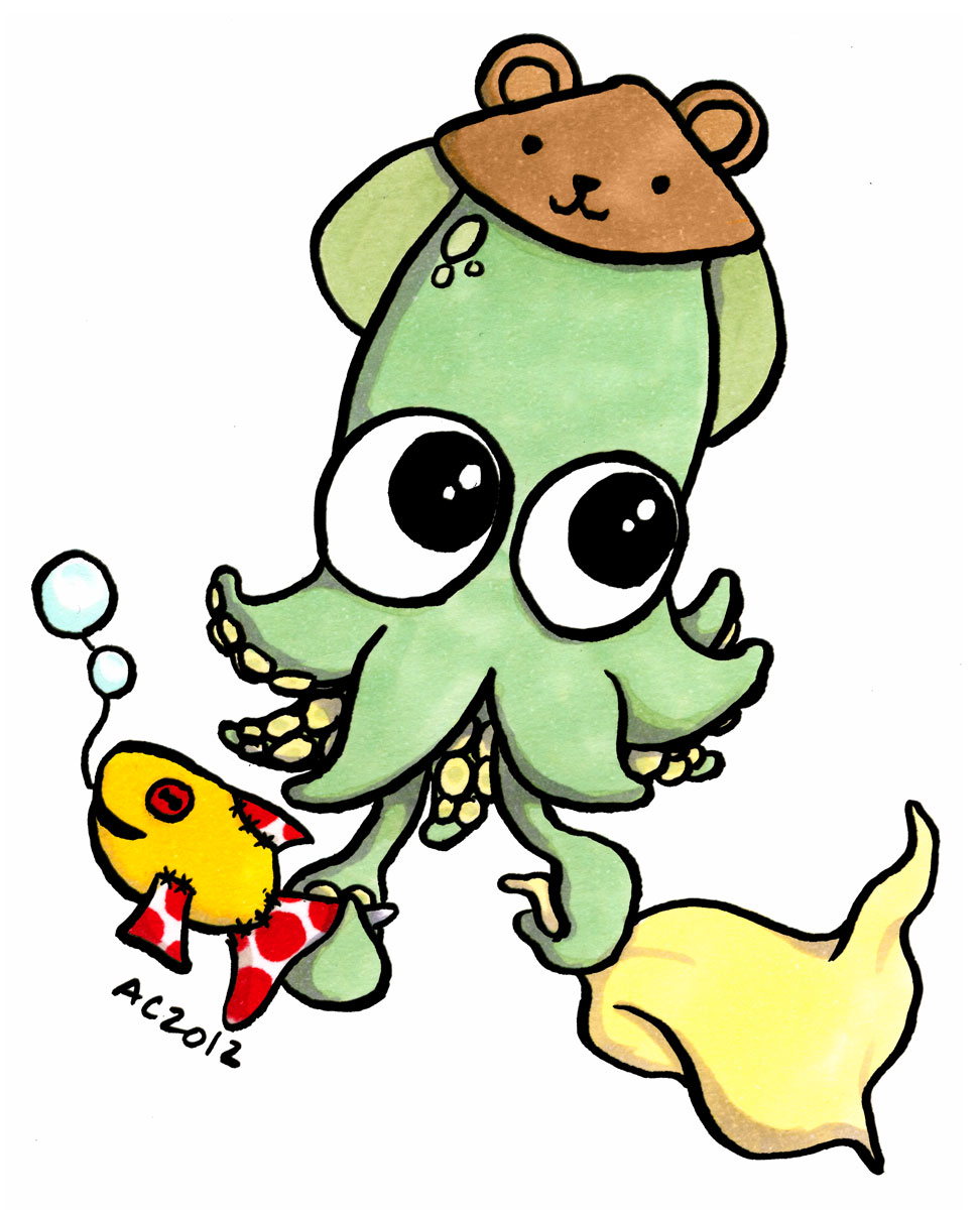 972x1200 Cartoon Antemortem Arts Fine Art Custom Paintings - Cartoon Squid Drawing