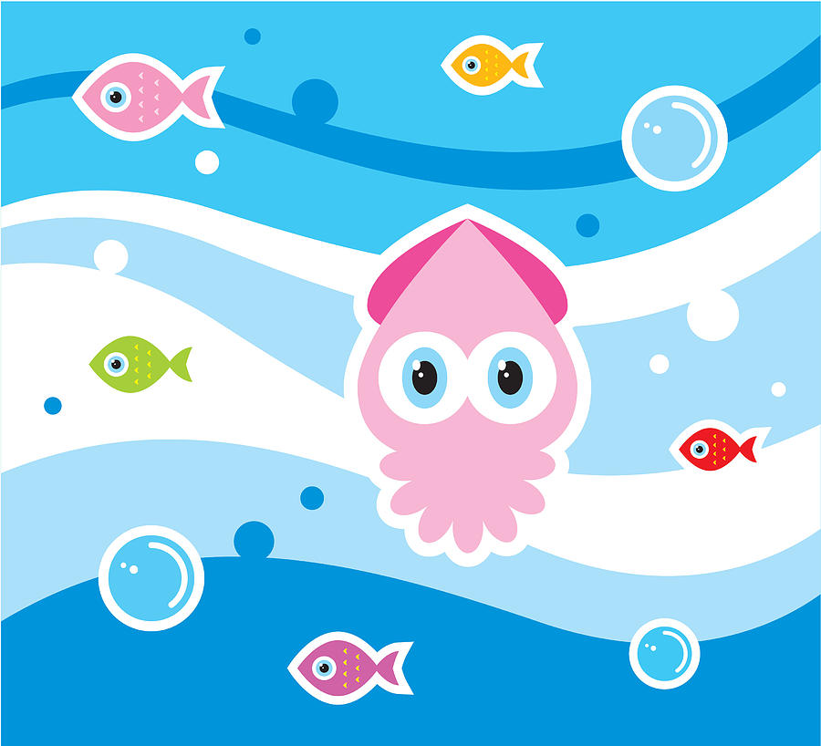 900x818 Cute Squid Cartoon Wallpaper Vector Drawing - Cartoon Squid Drawing