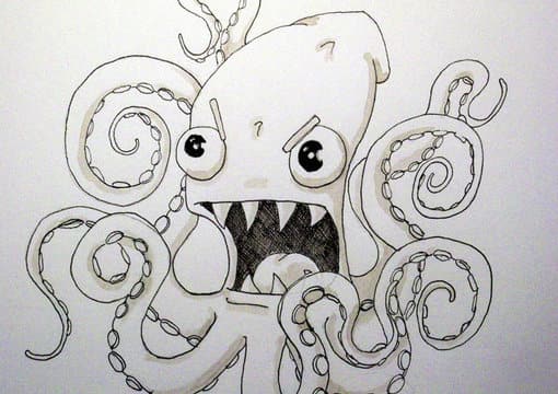 510x360 Draw You An Angry Octopus Squid Monster - Cartoon Squid Drawing
