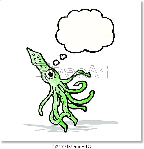 561x581 free art print of giant squid cartoon freeart - Cartoon Squid Drawing