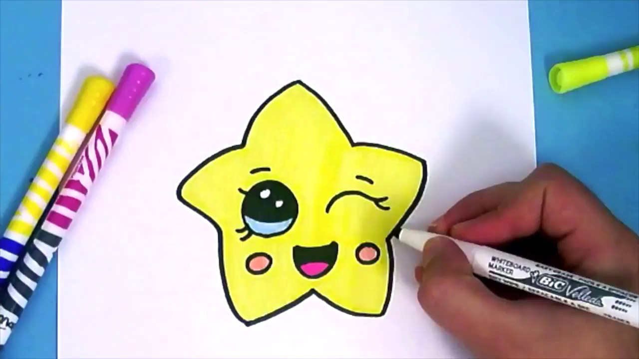 1280x720 How To Draw A Cute Cartoon Star Step - Cartoon Star Drawing