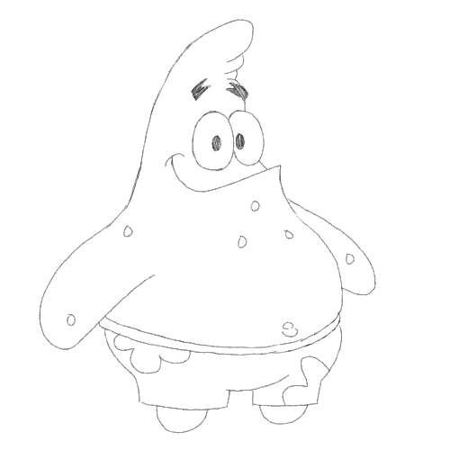 500x510 How To Draw Patrick Star The Spongebob Cartoon Character D I Y - Cartoon Star Drawing