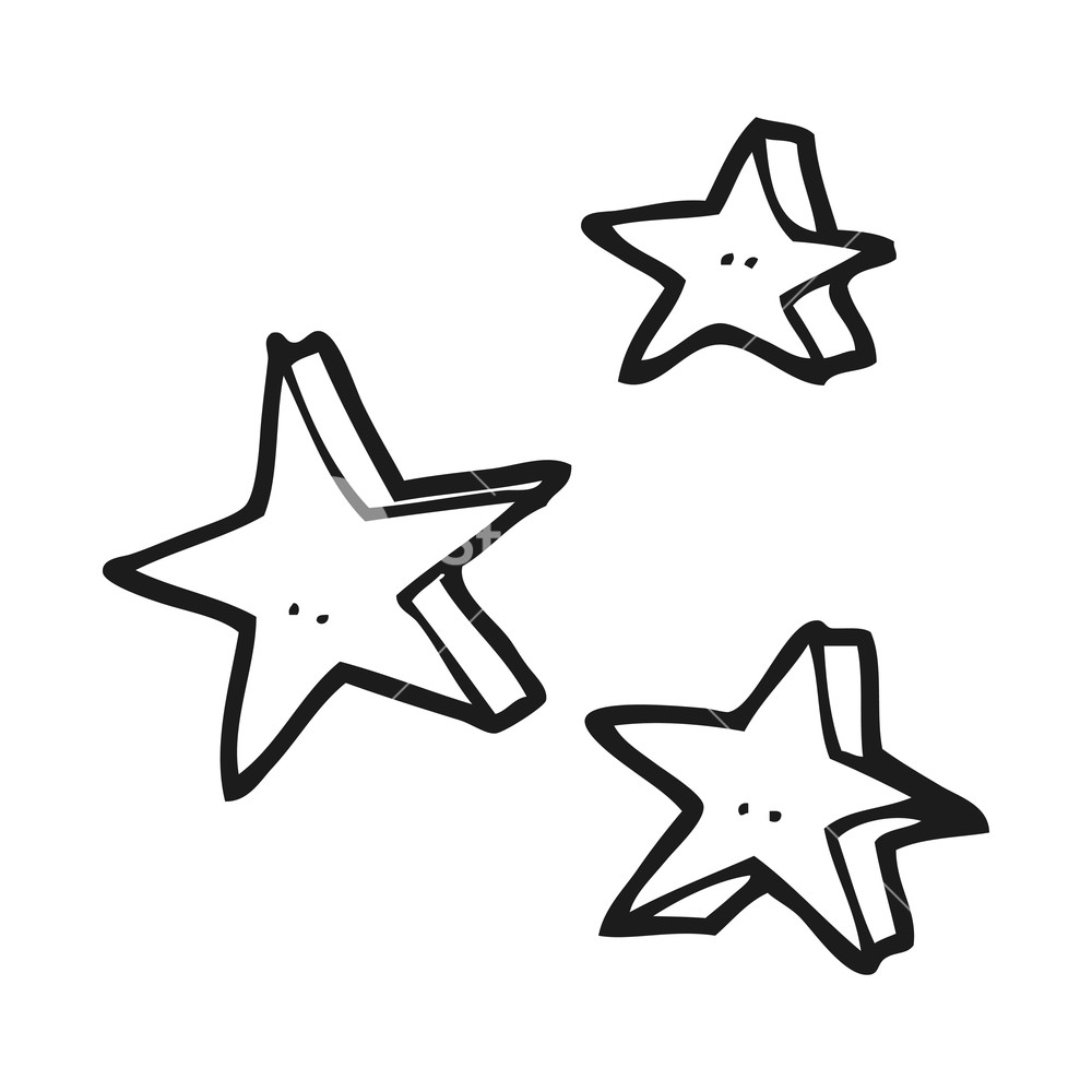 1000x1000 Freehand Drawn Black And White Cartoon Decorative Doodle Stars - Cartoon Star Drawing