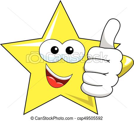 450x407 cartoon star thumb up isolated on white - Cartoon Star Drawing