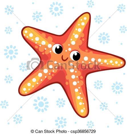 445x470 starfish cartoon starfish vector illustration sea animal - Cartoon Starfish Drawing