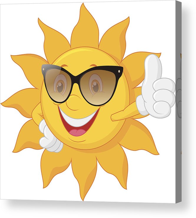 665x738 cartoon sun giving thumb up acrylic print - Cartoon Sun Drawing