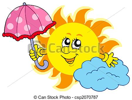 450x342 Cute Cartoon Sun With Umbrella - Cartoon Sun Drawing