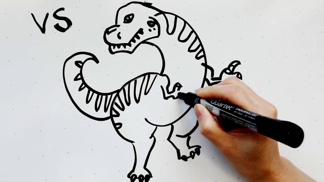 1280x720 dinosaur fossil drawing easy raptor t rex cartoon baby head cute - Cartoon T Rex Drawing