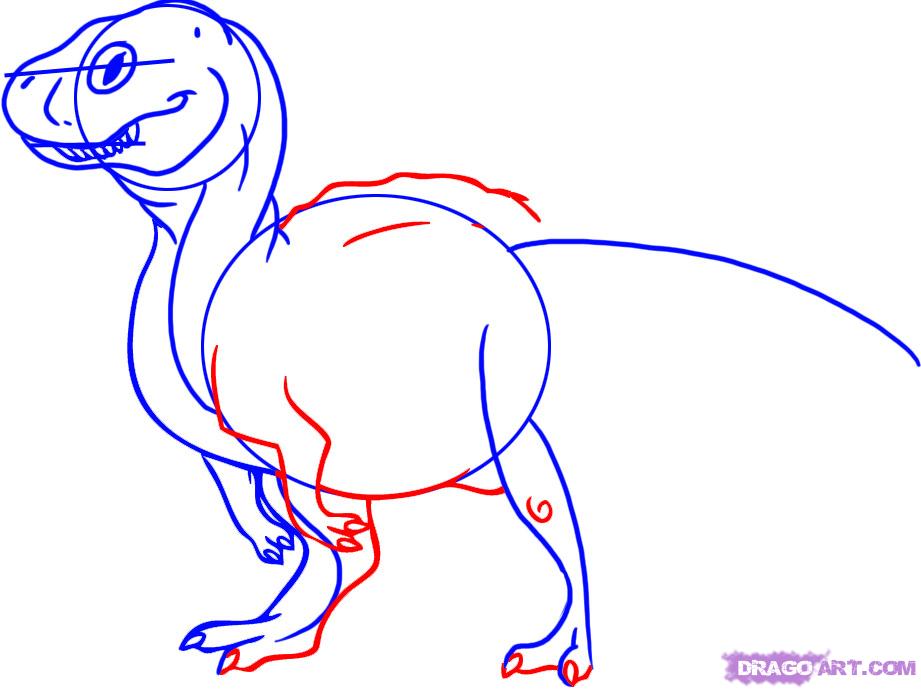 921x690 Draw A Cartoon T Rex, Step - Cartoon T Rex Drawing