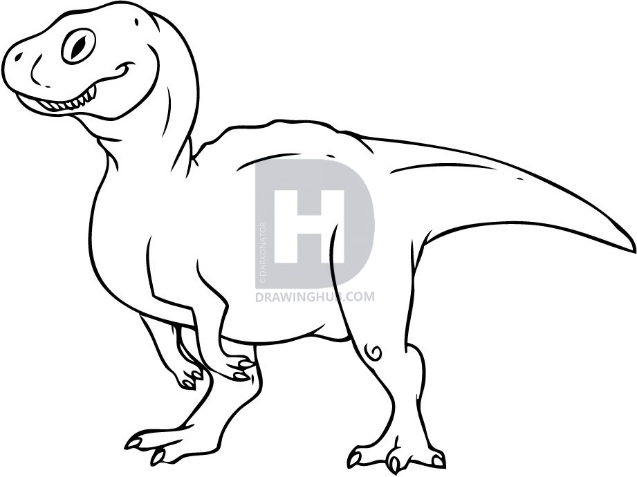 921x690 How To Draw A Cartoon T Rex, Step - Cartoon T Rex Drawing