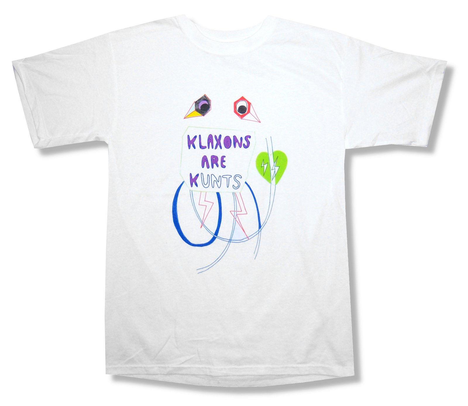 1600x1390 Klaxons Kunts Cartoon Drawing White T Shirt New Official Adult - Cartoon T Shirt Drawing