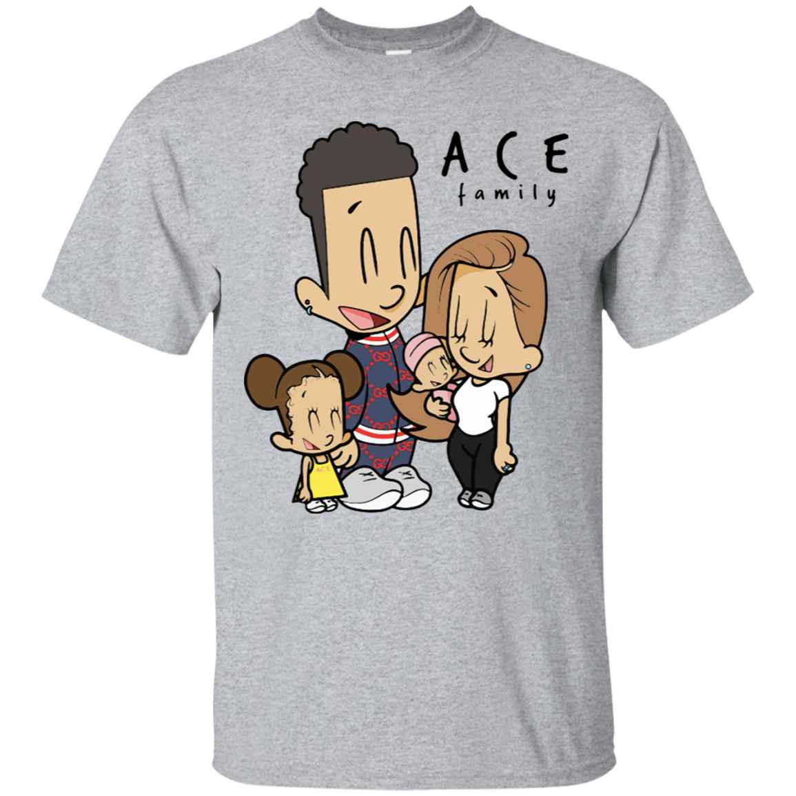 1155x1155 The Ace Family Cartoon Drawing Short Sleeve T Shirt - Cartoon T Shirt Drawing