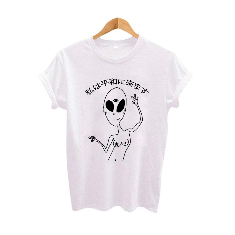 810x810 Women's Tee Japanese Harajuku Funny T Shirt Et Graphic Tees Women - Cartoon T Shirt Drawing