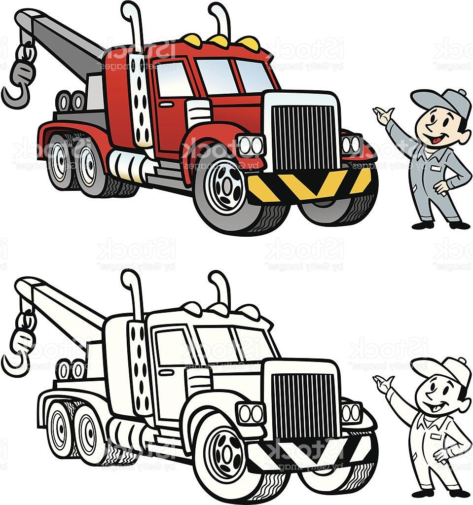 959x1024 Best Free Cartoon Tow Truck Vector Drawing - Cartoon Truck Drawings