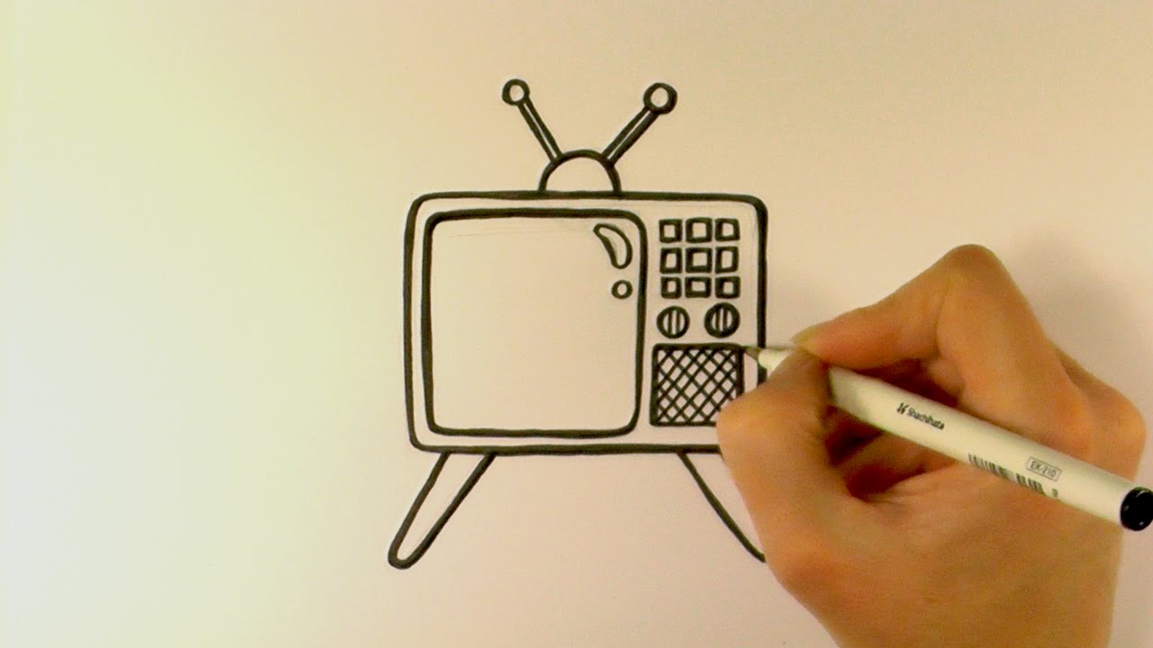 1280x720 How To Draw A Cartoon Retro Television - Cartoon Tv Drawing