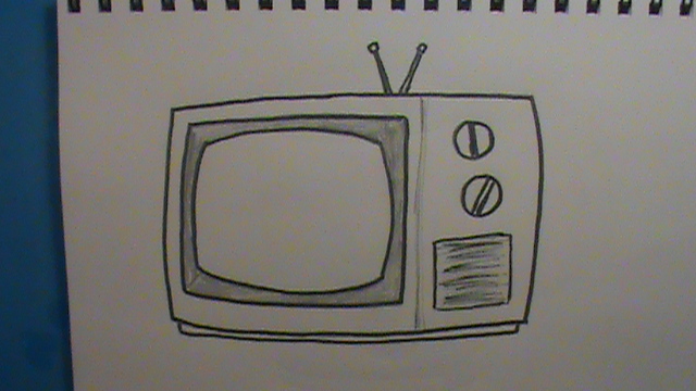 640x360 How To Draw A Tv Step - Cartoon Tv Drawing