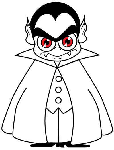 400x525 How To Draw A Cartoon Vampires For Halloween With Easy Step - Cartoon Vampire Drawing